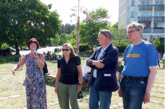 Stadtpräsident Stephan Nolte, Stadtvertreter Henning Foerster (DIE LINKE), Cornelia Nagel (Bündnis 90/ Die Grünen) und Gret-Doris Klemkow (SPD, Foto v. r. n. l.) 